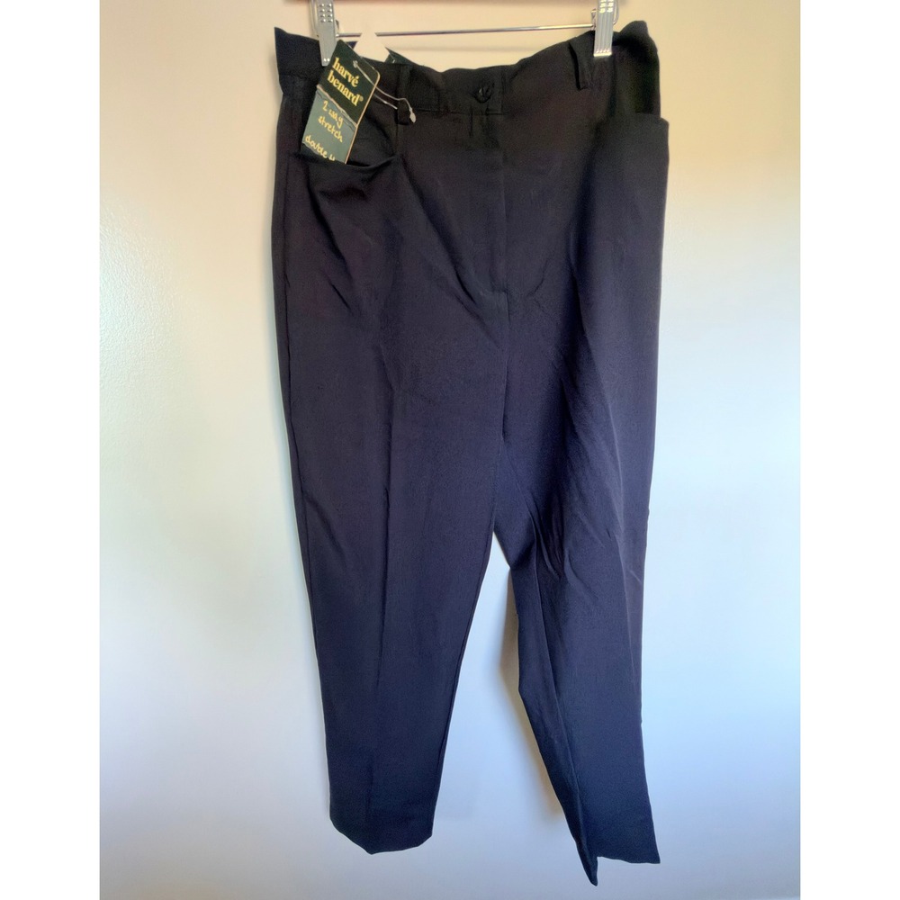 Women's Size 16 Tailored Trousers Harvé Benard Black Stretch Dress Pants Casual